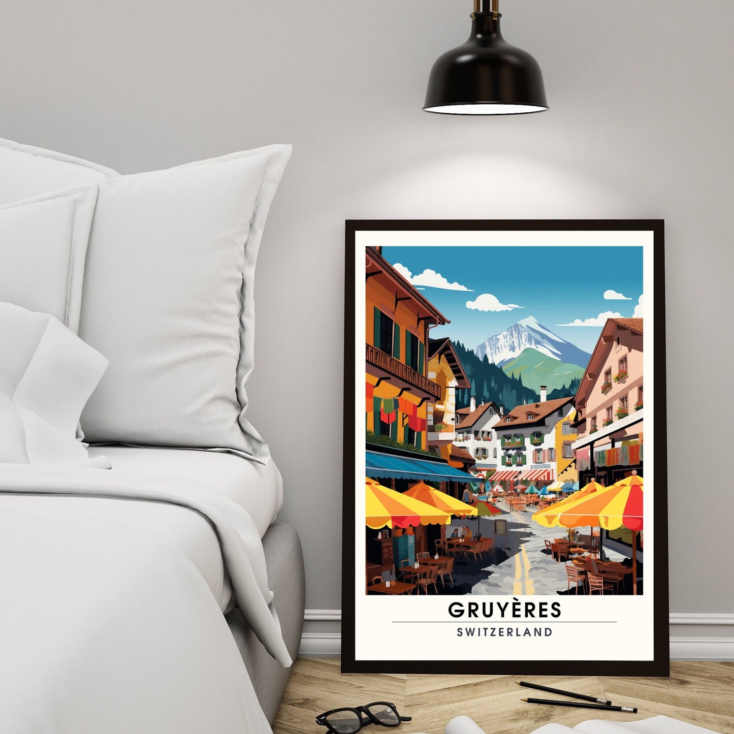 Impression Gruyères | Affiche de Voyage Gruyères | Impression de Voyage Gruyères, Suisse | affiche Suisse-4