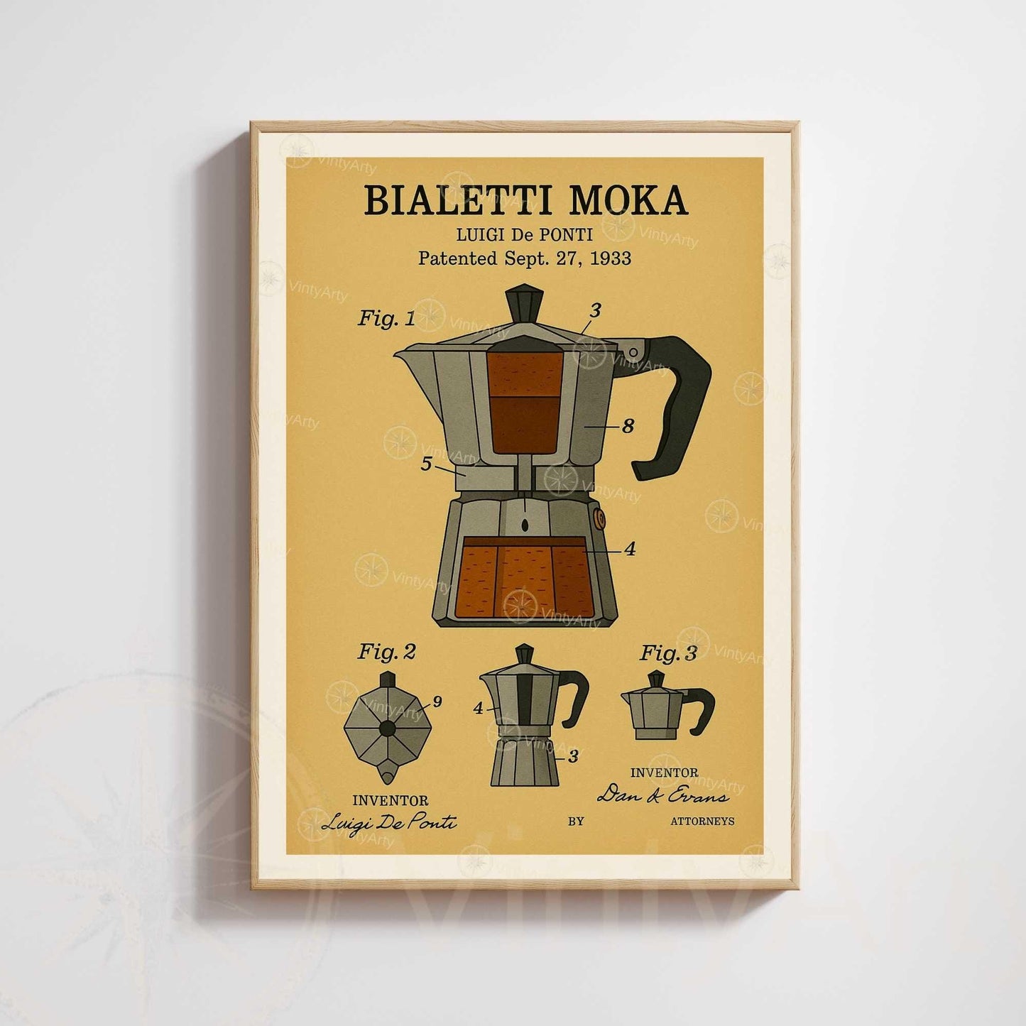 Affiche Brevet Cafetière Italienne – Poster Vintage Moka 1933 | Art Industriel & Design Café