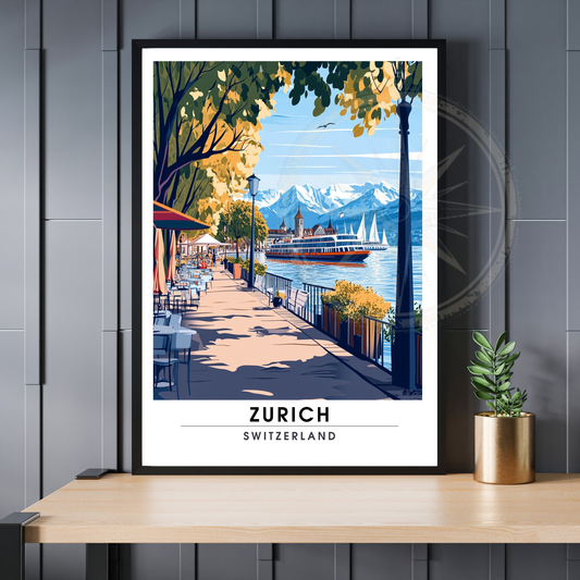 Affiche Zurich | Poster de voyage Suisse | Affiche Suisse-0