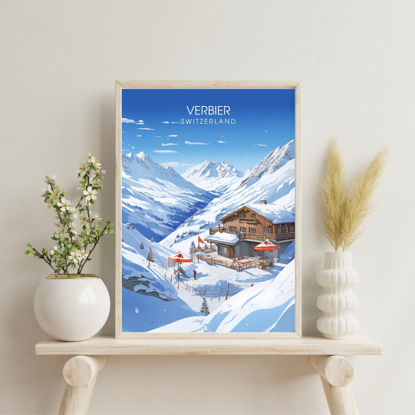 Affiche Verbier, Suisse  | impression Verbier | Affiche de voyage Verbier | Explorez la majesté des Alpes suisses-3
