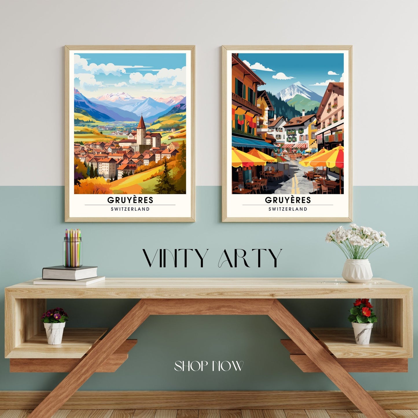 Impression Gruyères | Affiche de Voyage Gruyères | Impression de Voyage Gruyères, Suisse | affiche Suisse-2